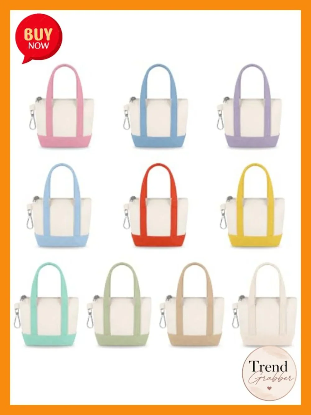 Mini Tote Bag Keychain 10pcs Assorted Colors Gift Set
